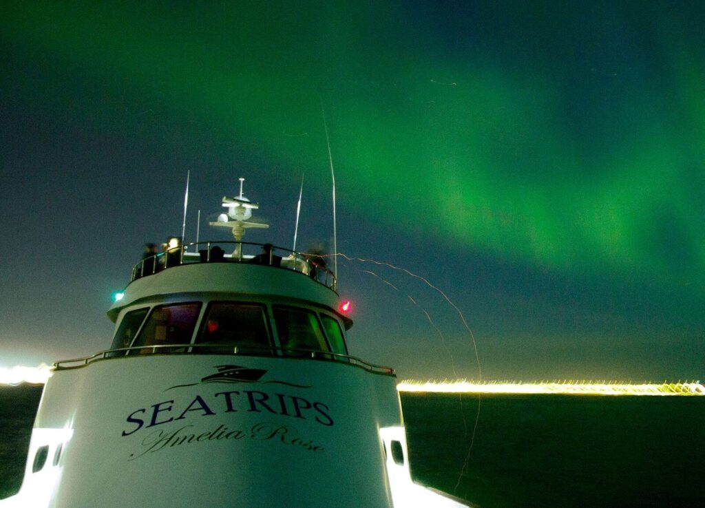 northern lights - aurora -watching cruise from Reykjavik in Iceland on a luxury yacht